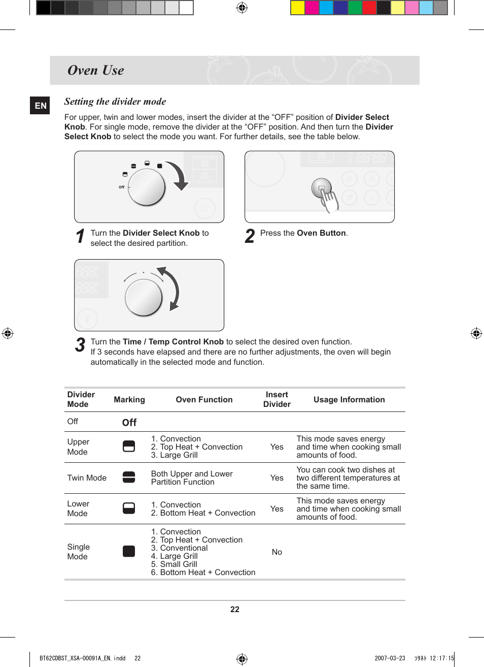 Oven use | Samsung BT62CDBST User Manual | Page 24 / 52