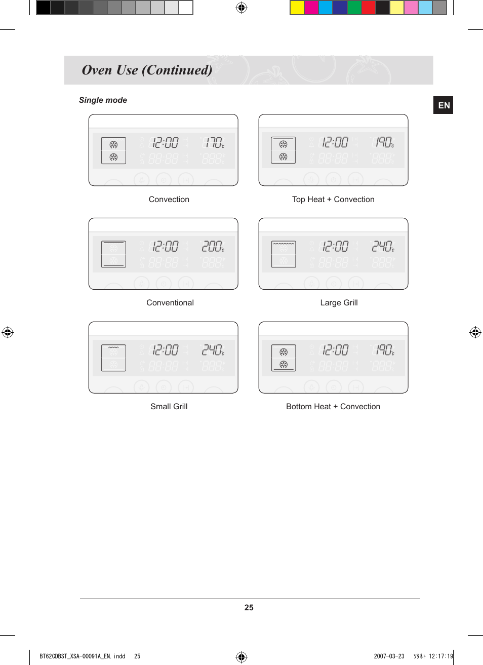 Oven use (continued) | Samsung BT62CDBST User Manual | Page 27 / 52