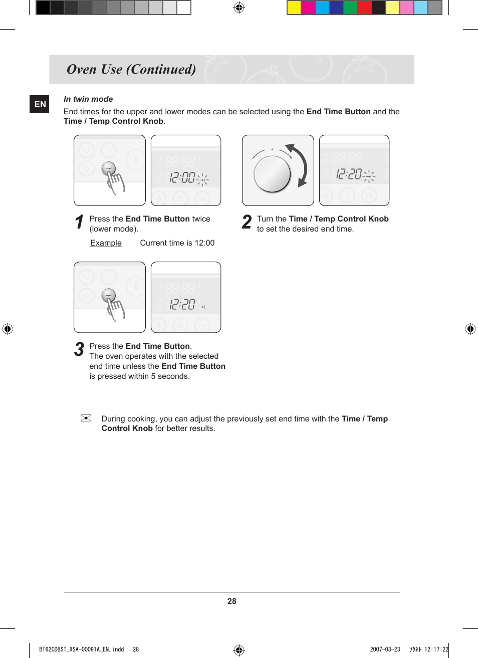 Oven use (continued) | Samsung BT62CDBST User Manual | Page 30 / 52