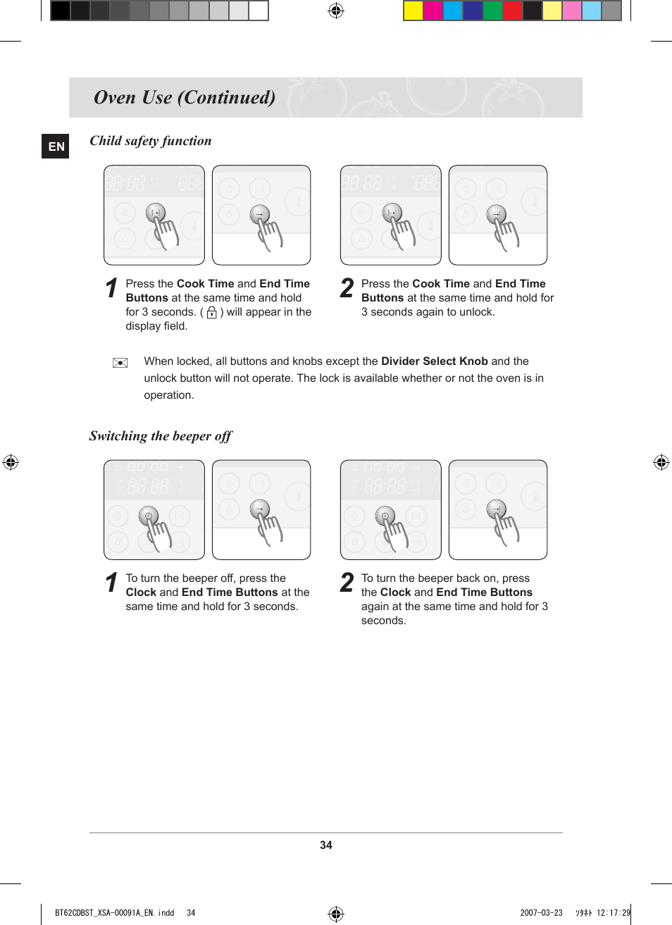 Oven use (continued) | Samsung BT62CDBST User Manual | Page 36 / 52