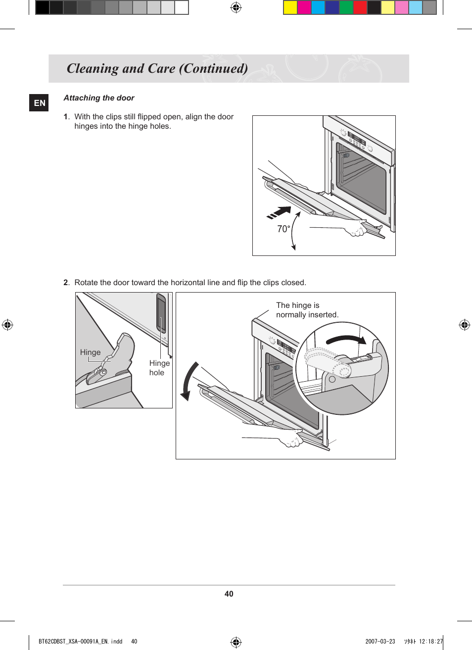 Cleaning and care (continued) | Samsung BT62CDBST User Manual | Page 42 / 52