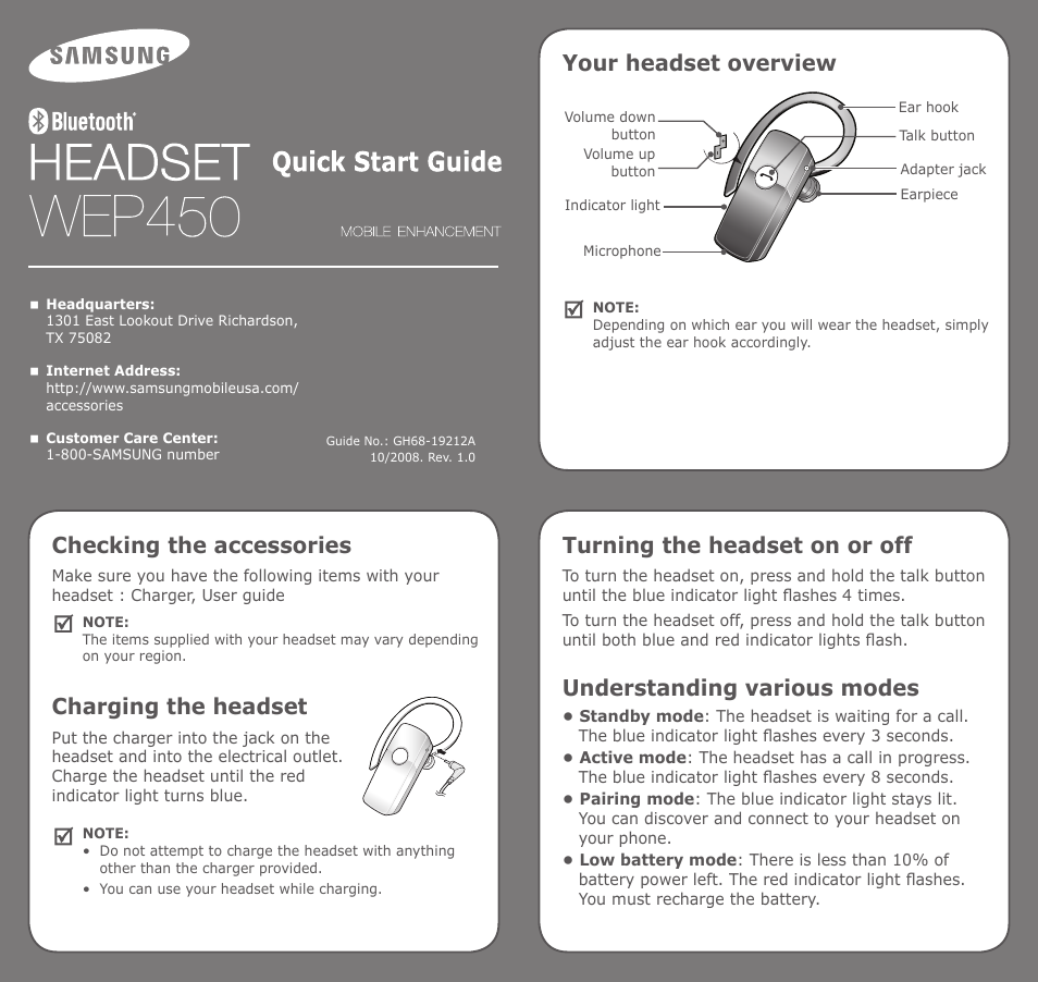 Samsung GH68-19212A User Manual | 2 pages