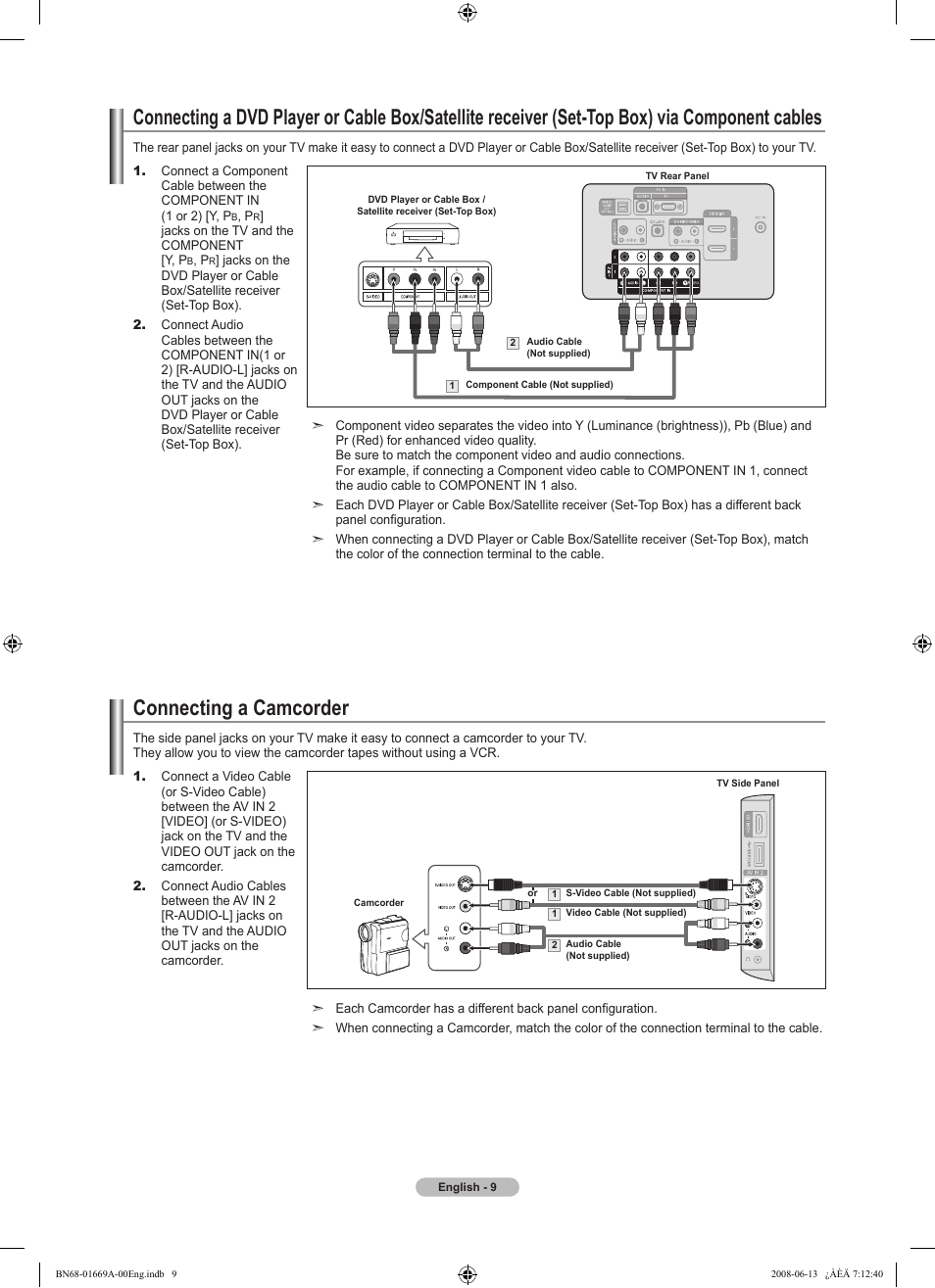 Connecting a camcorder | Samsung Digimax Cyber 630 User Manual | Page 11 / 107