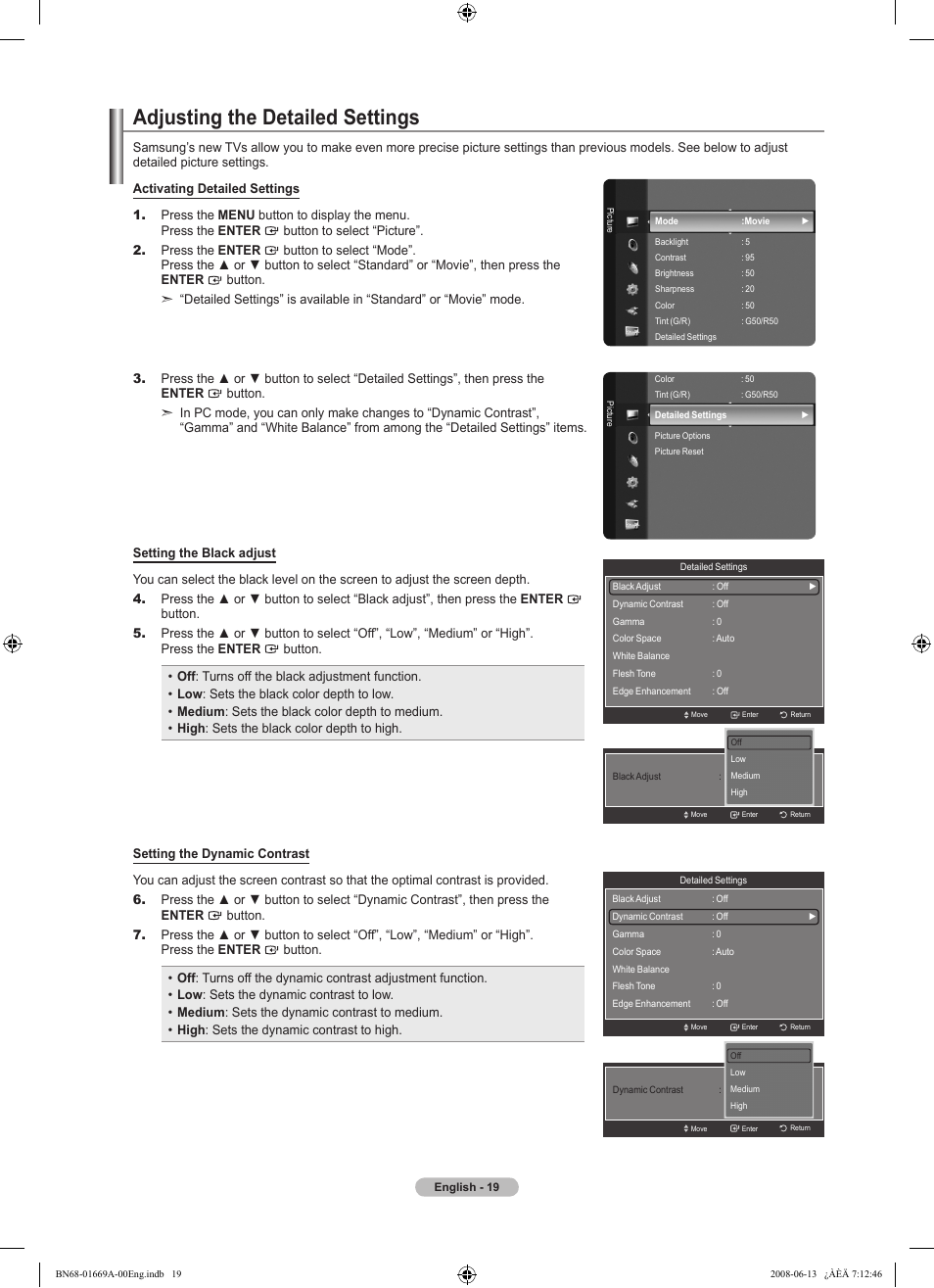 Adjusting the detailed settings | Samsung Digimax Cyber 630 User Manual | Page 21 / 107