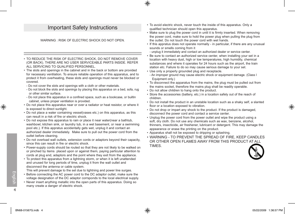 Important safety instructions | Samsung SPF-71ES User Manual | Page 4 / 76