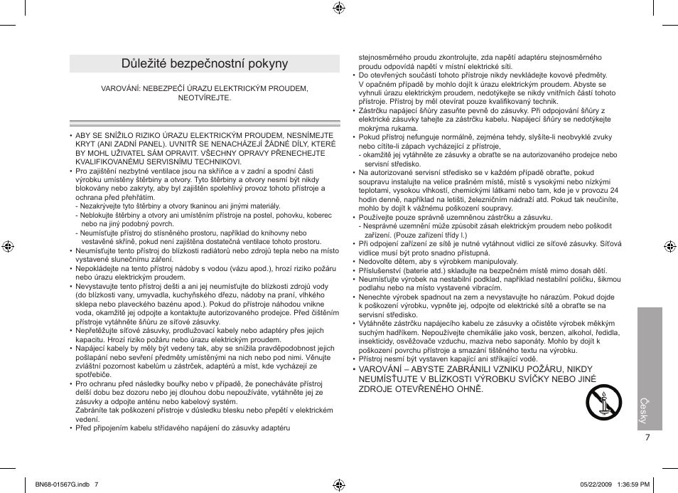 Důležité bezpečnostní pokyny | Samsung SPF-71ES User Manual | Page 7 / 76