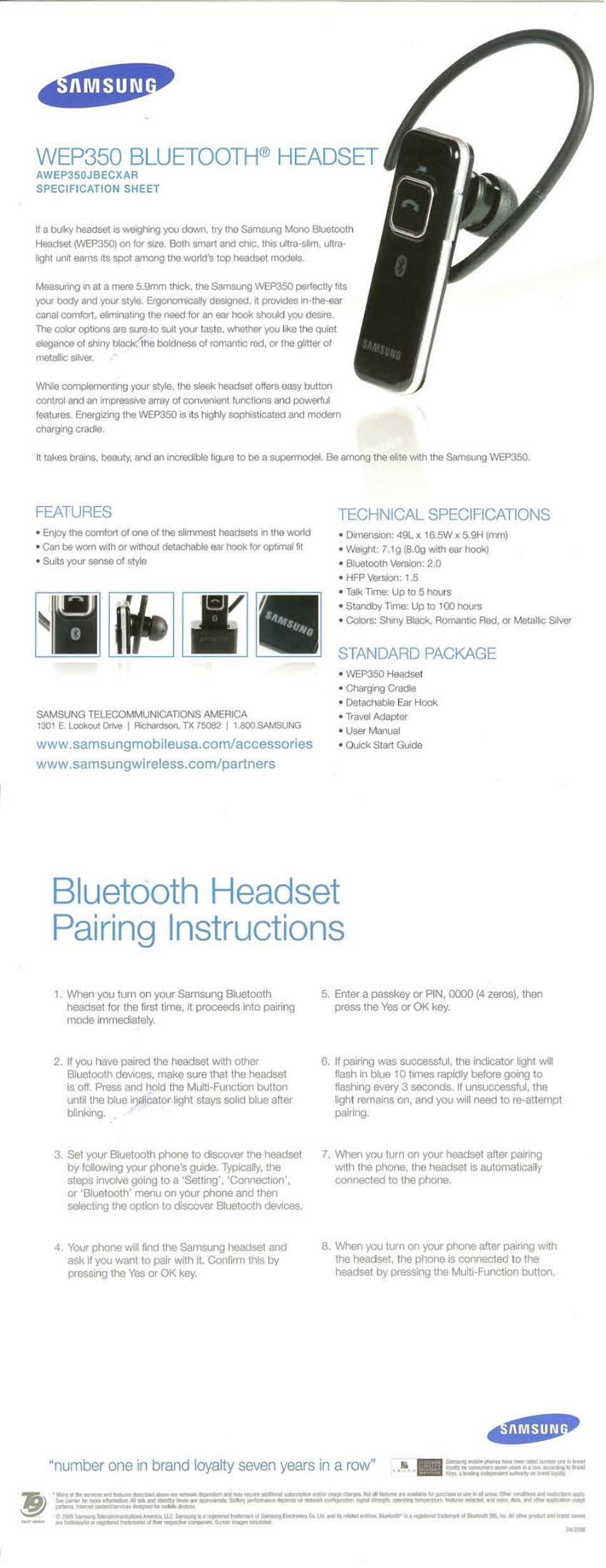 Samsung WEP350 User Manual | 1 page