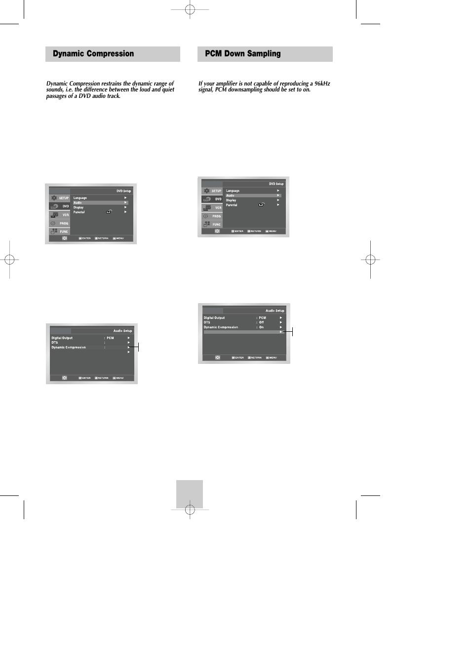 Dynamic compression, Pcm down sampling | Samsung DVD-V4800 User Manual | Page 20 / 41