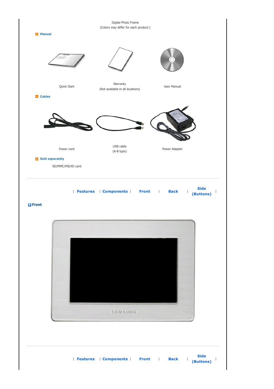 Front | Samsung SPF-72H User Manual | Page 8 / 24