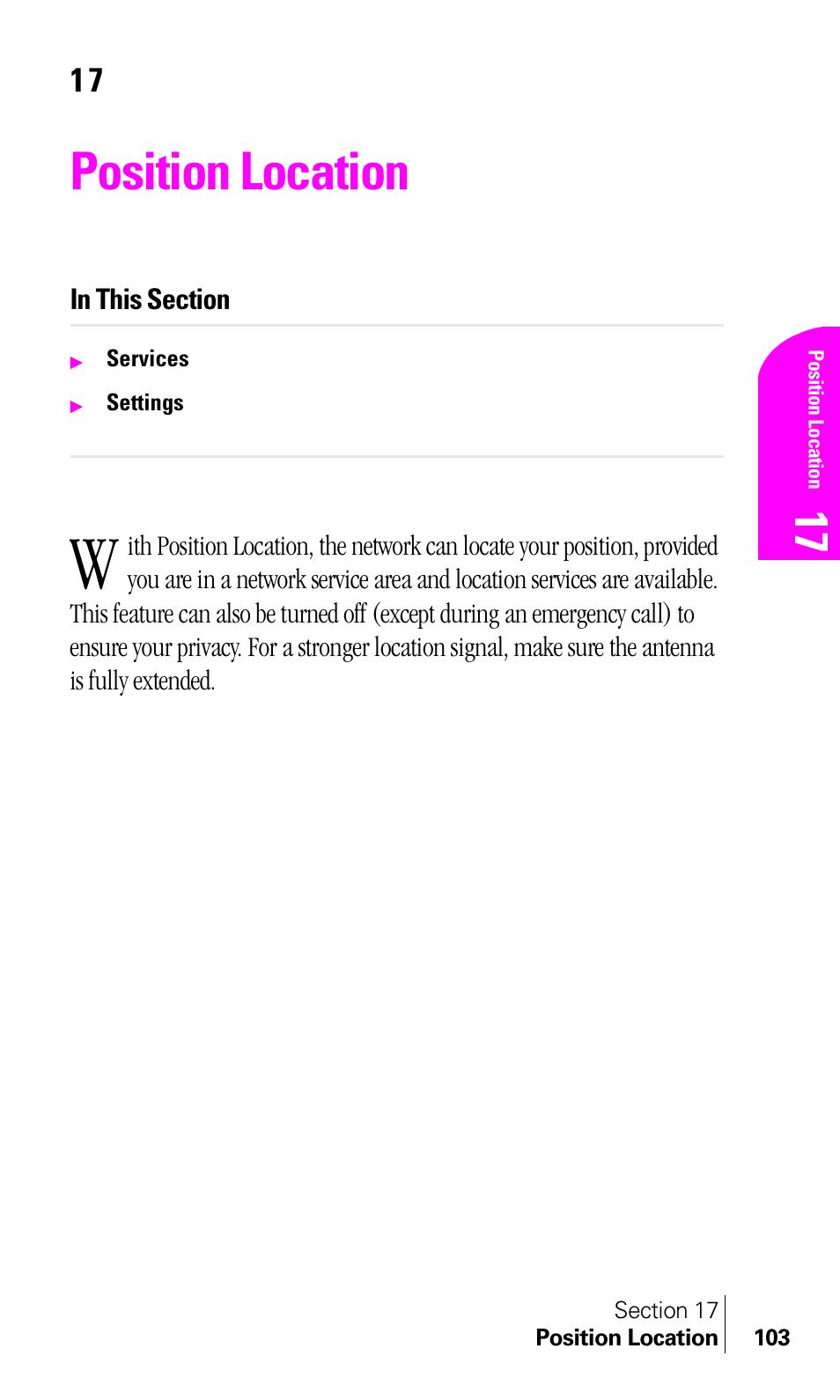 Position location | Samsung A460 User Manual | Page 105 / 129