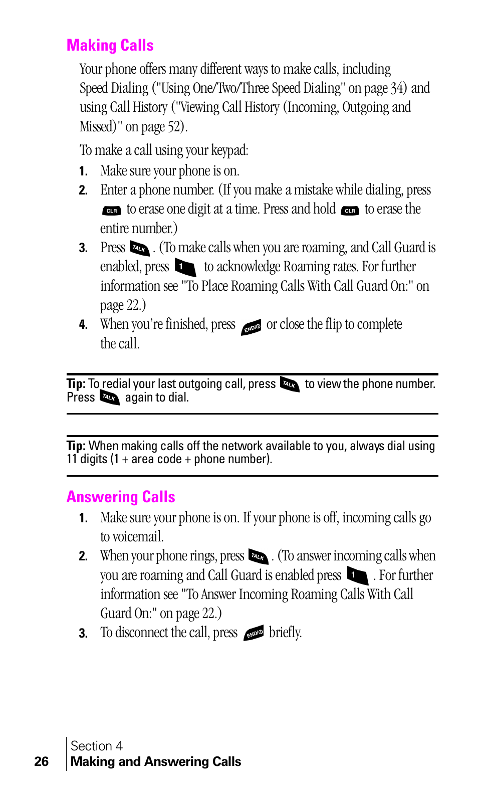 Making calls, Answering calls | Samsung A460 User Manual | Page 28 / 129