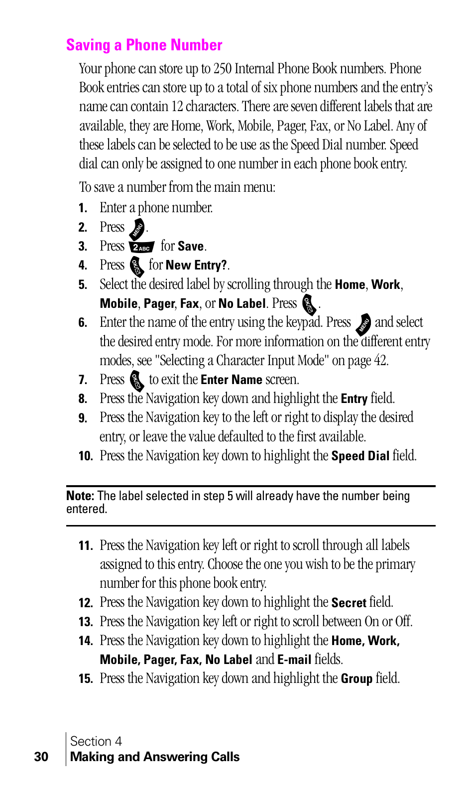 Saving a phone number | Samsung A460 User Manual | Page 32 / 129