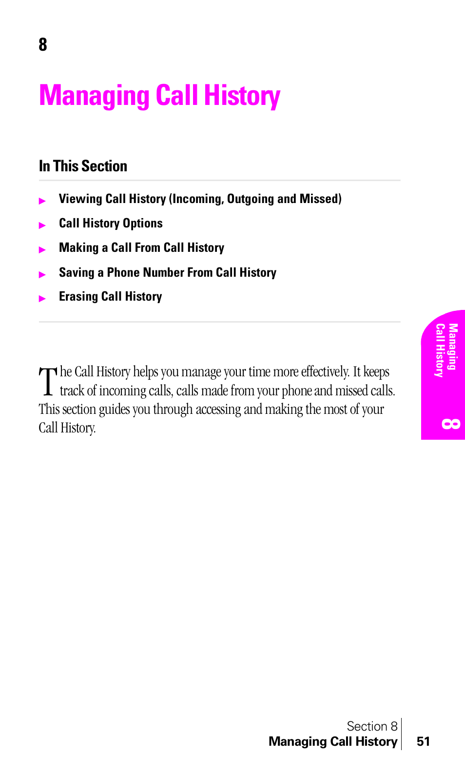 Managing call history | Samsung A460 User Manual | Page 53 / 129
