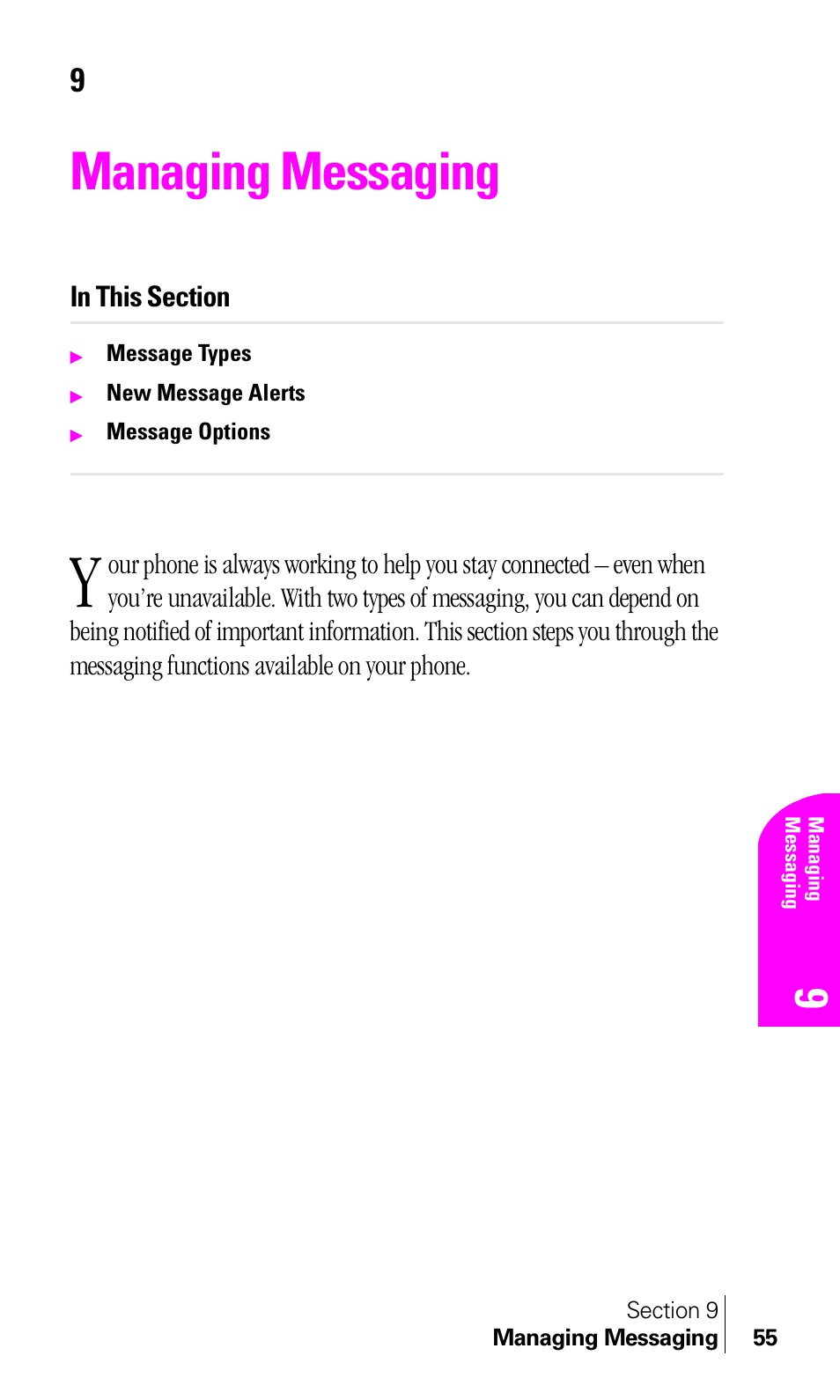 Managing messaging | Samsung A460 User Manual | Page 57 / 129