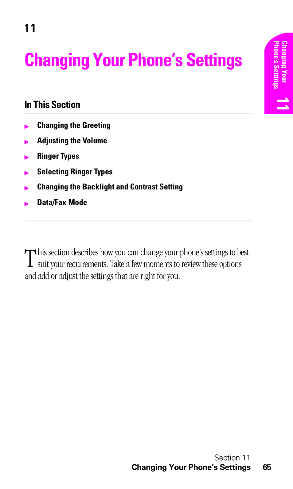 Changing your phone’s settings | Samsung A460 User Manual | Page 67 / 129