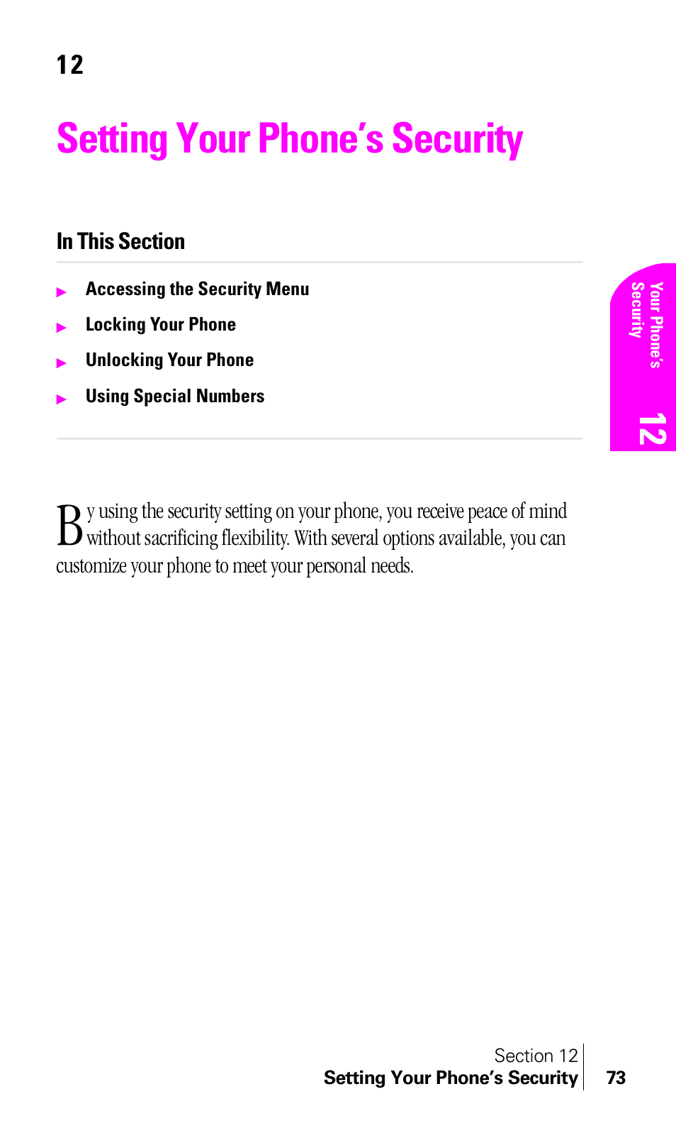 Setting your phone’s security | Samsung A460 User Manual | Page 75 / 129