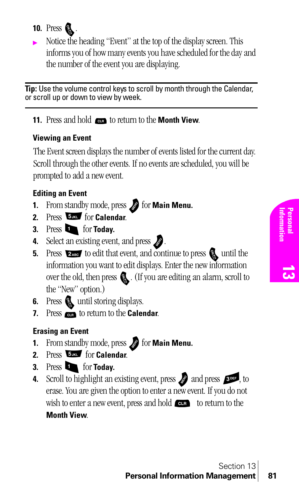 Viewing an event, Editing an event, Erasing an event | Samsung A460 User Manual | Page 83 / 129