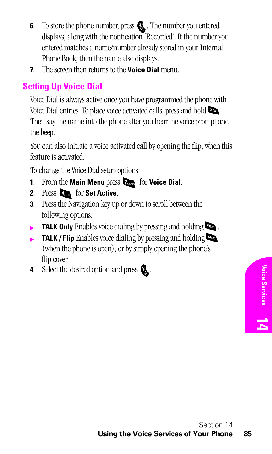 Setting up voice dial | Samsung A460 User Manual | Page 87 / 129