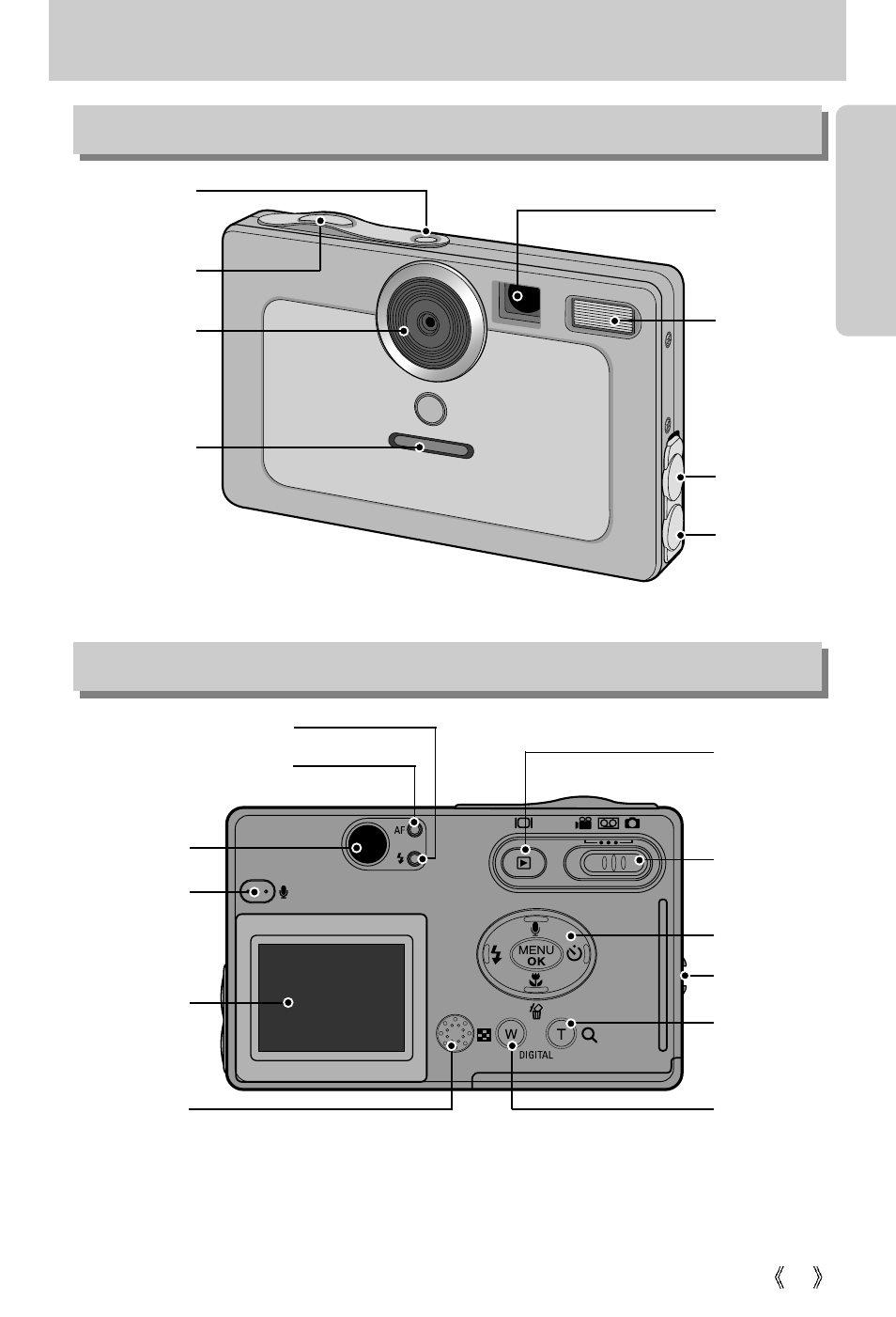 Identification of features, Front & top back | Samsung Digimax U-CA 401 User Manual | Page 11 / 96