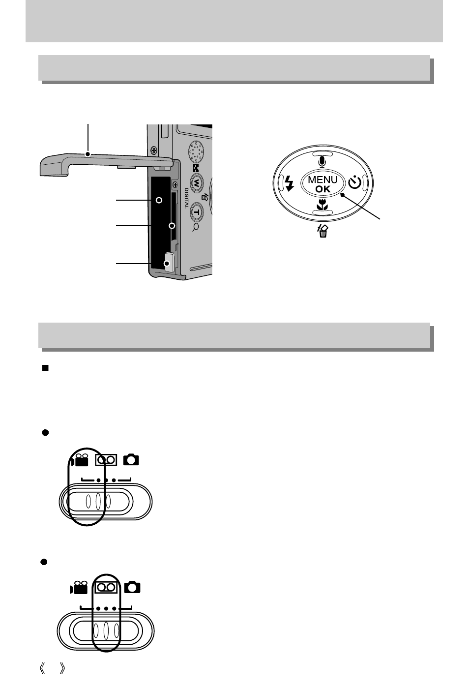 Identification of features, Bottom / 5-function button mode switch | Samsung Digimax U-CA 401 User Manual | Page 12 / 96