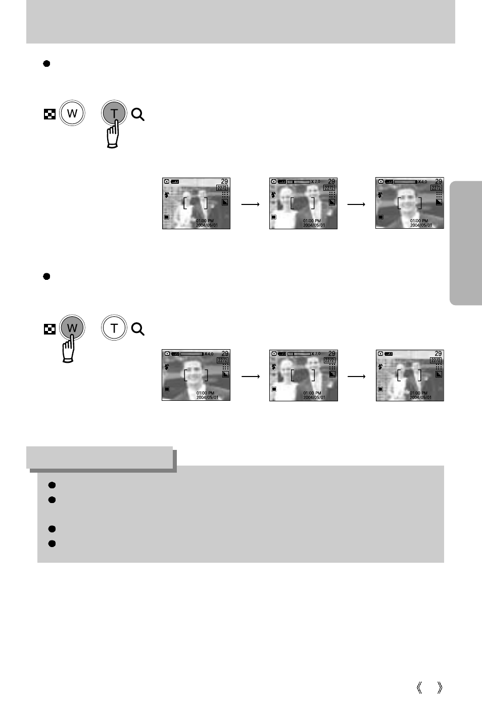 Zoom w button/ zoom t button, Information | Samsung Digimax U-CA 401 User Manual | Page 25 / 96