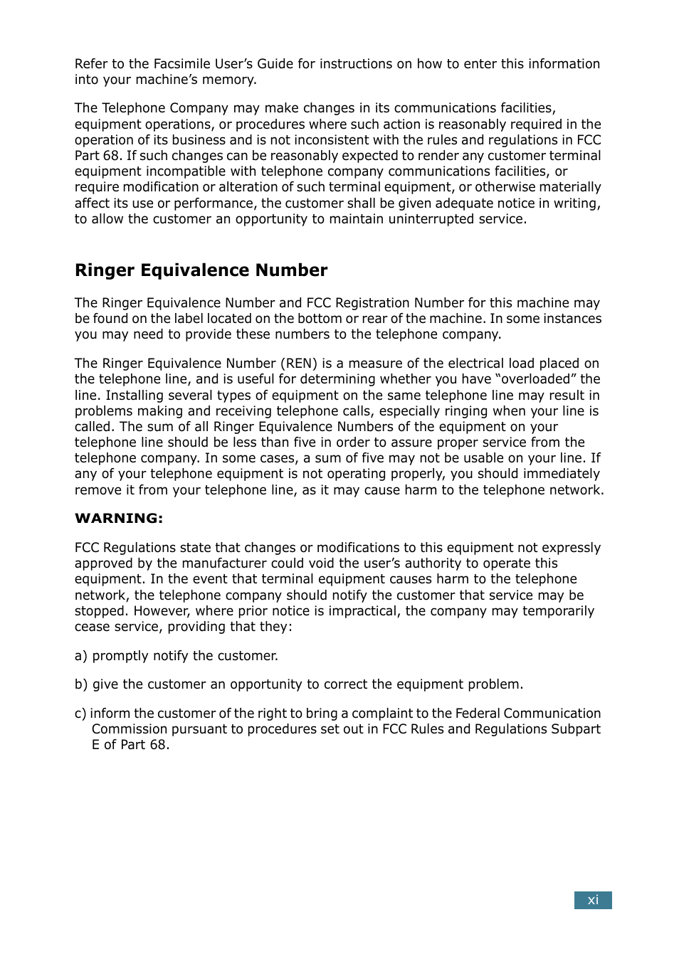 Ringer equivalence number | Samsung SCX-4116 User Manual | Page 12 / 210