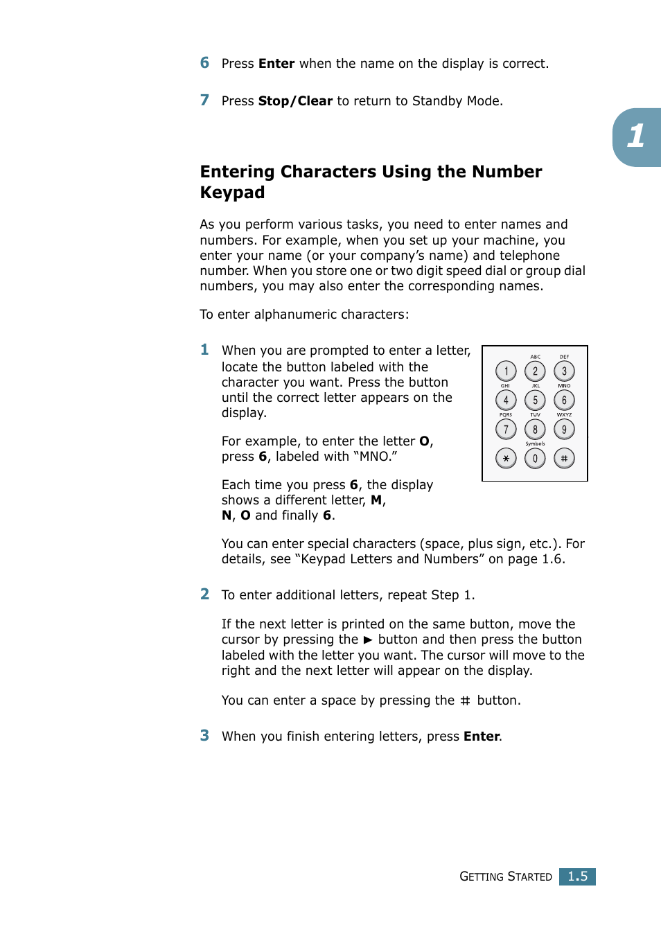 Entering characters using the number keypad | Samsung SCX-4116 User Manual | Page 165 / 210