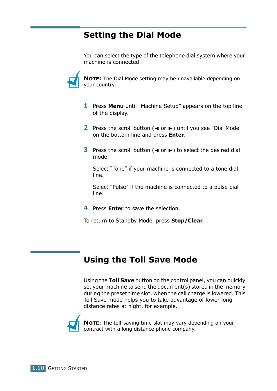 Setting the dial mode, Using the toll save mode, Setting the dial mode using the toll save mode | Samsung SCX-4116 User Manual | Page 170 / 210