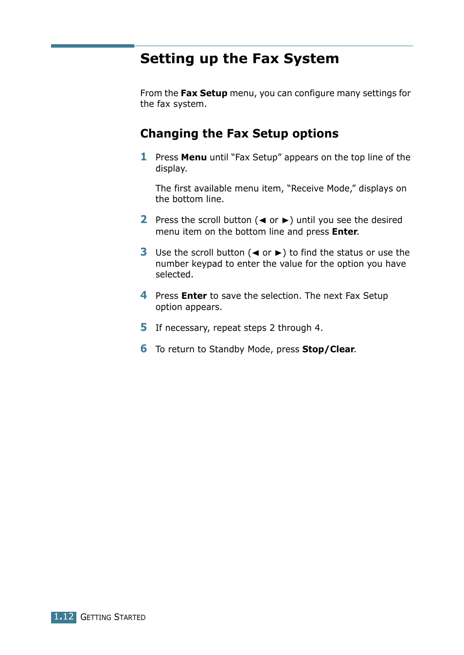 Setting up the fax system, Changing the fax setup options | Samsung SCX-4116 User Manual | Page 172 / 210