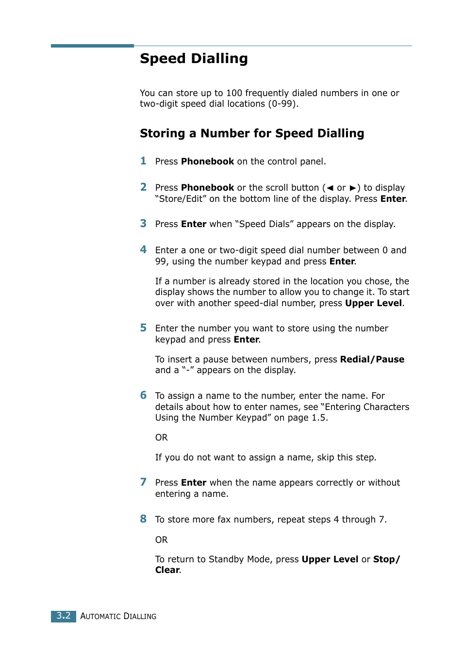 Speed dialling, Storing a number for speed dialling | Samsung SCX-4116 User Manual | Page 184 / 210