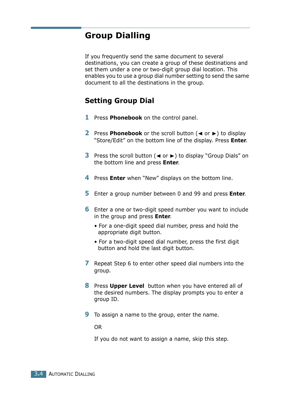 Group dialling, Setting group dial | Samsung SCX-4116 User Manual | Page 186 / 210