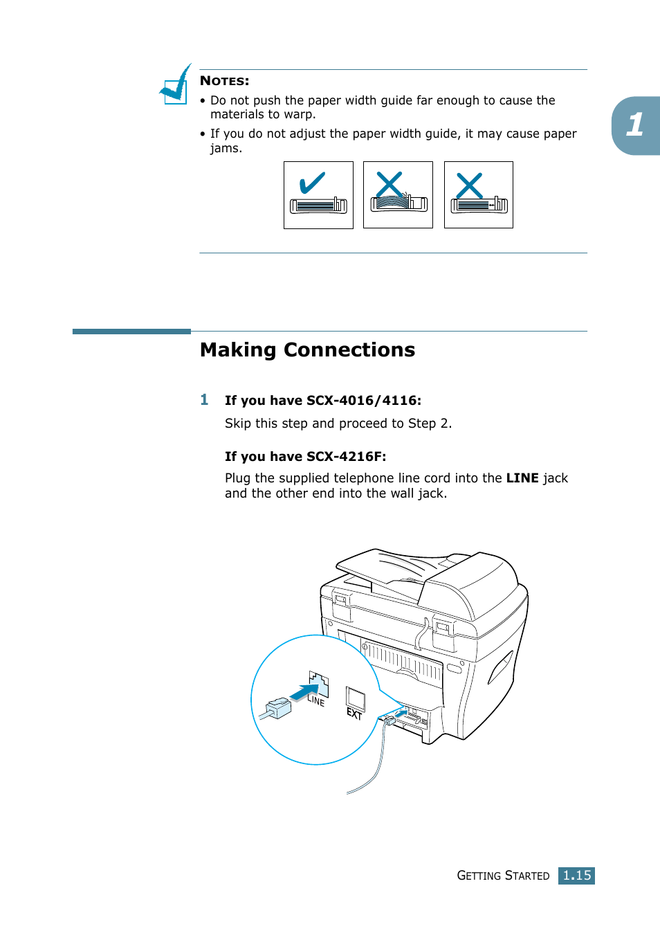 Making connections | Samsung SCX-4116 User Manual | Page 32 / 210