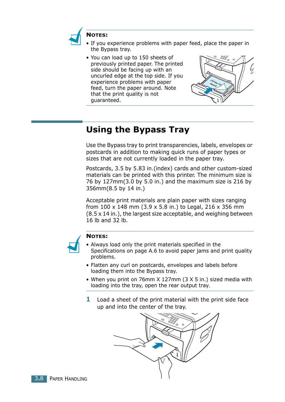 Using the bypass tray | Samsung SCX-4116 User Manual | Page 59 / 210