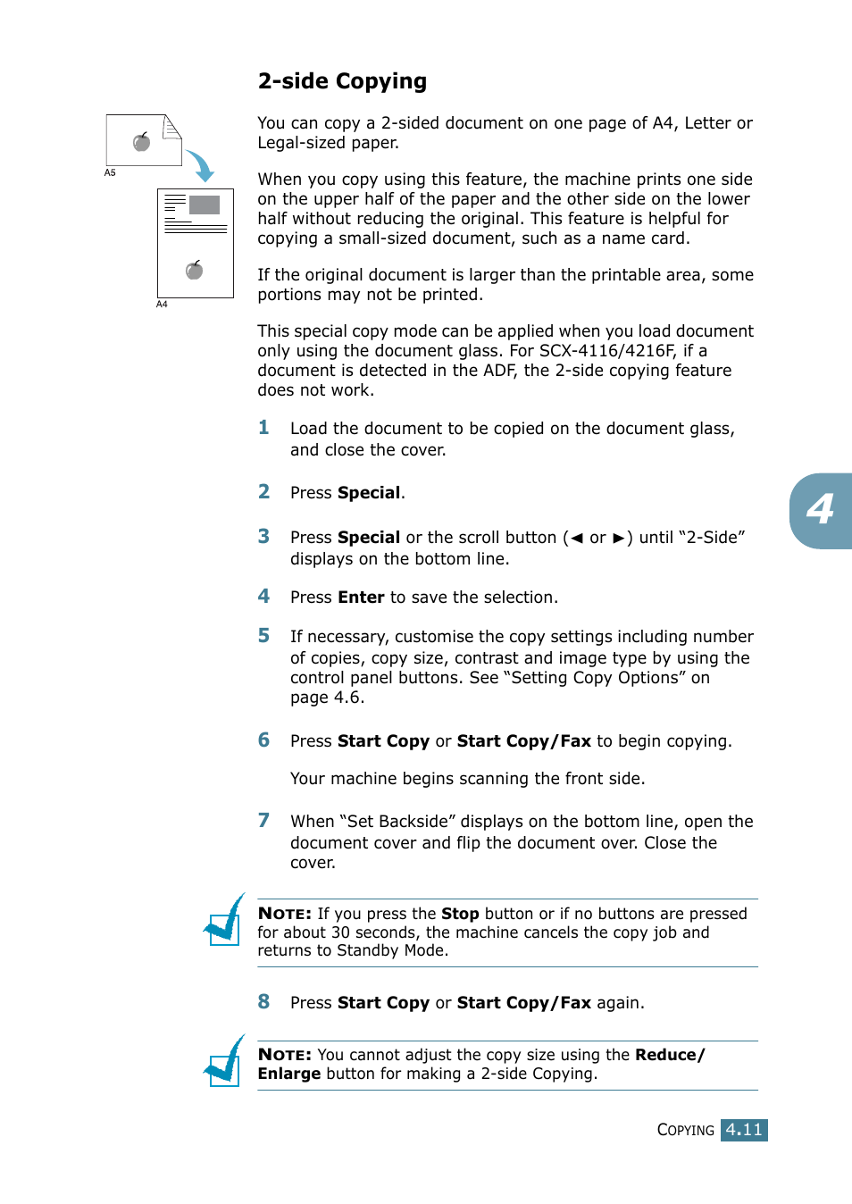 Side copying | Samsung SCX-4116 User Manual | Page 72 / 210