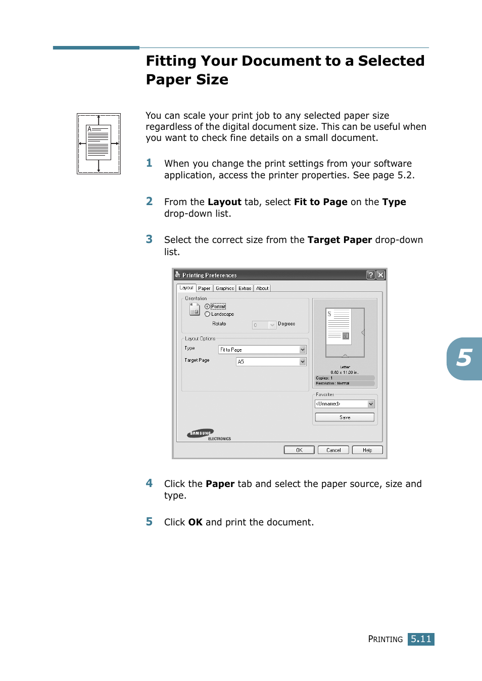 Fitting your document to a selected paper size | Samsung SCX-4116 User Manual | Page 86 / 210