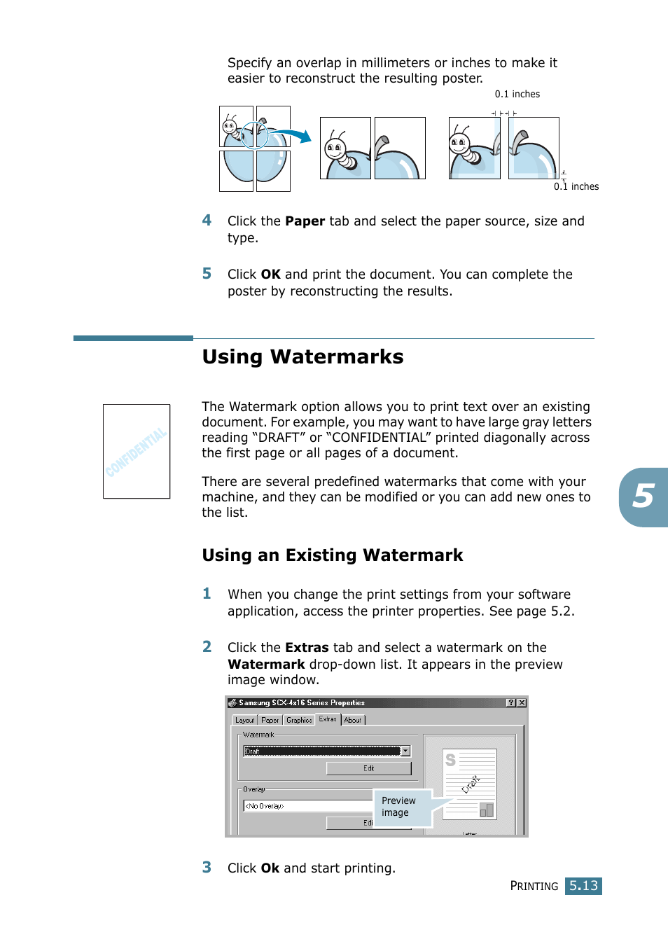 Using watermarks, Using an existing watermark | Samsung SCX-4116 User Manual | Page 88 / 210