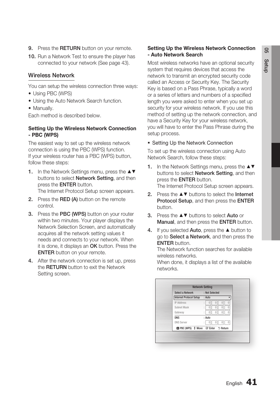 Wireless network | Samsung BD-C7900 User Manual | Page 41 / 74