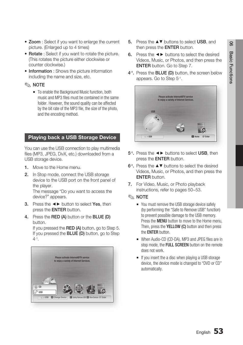 Playing back a usb storage device | Samsung BD-C7900 User Manual | Page 53 / 74
