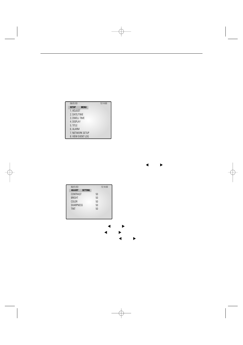 1) adjust menu function and setting method | Samsung Color Dual Quad Network Observation System SSC21WEB User Manual | Page 25 / 103