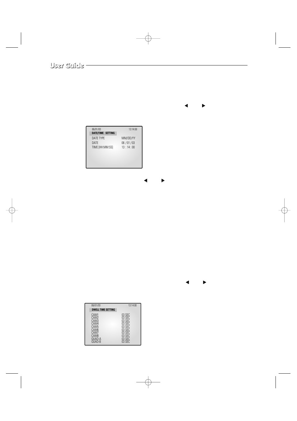 2) date/time menu function setting, 3) dwell time menu function setting | Samsung Color Dual Quad Network Observation System SSC21WEB User Manual | Page 26 / 103