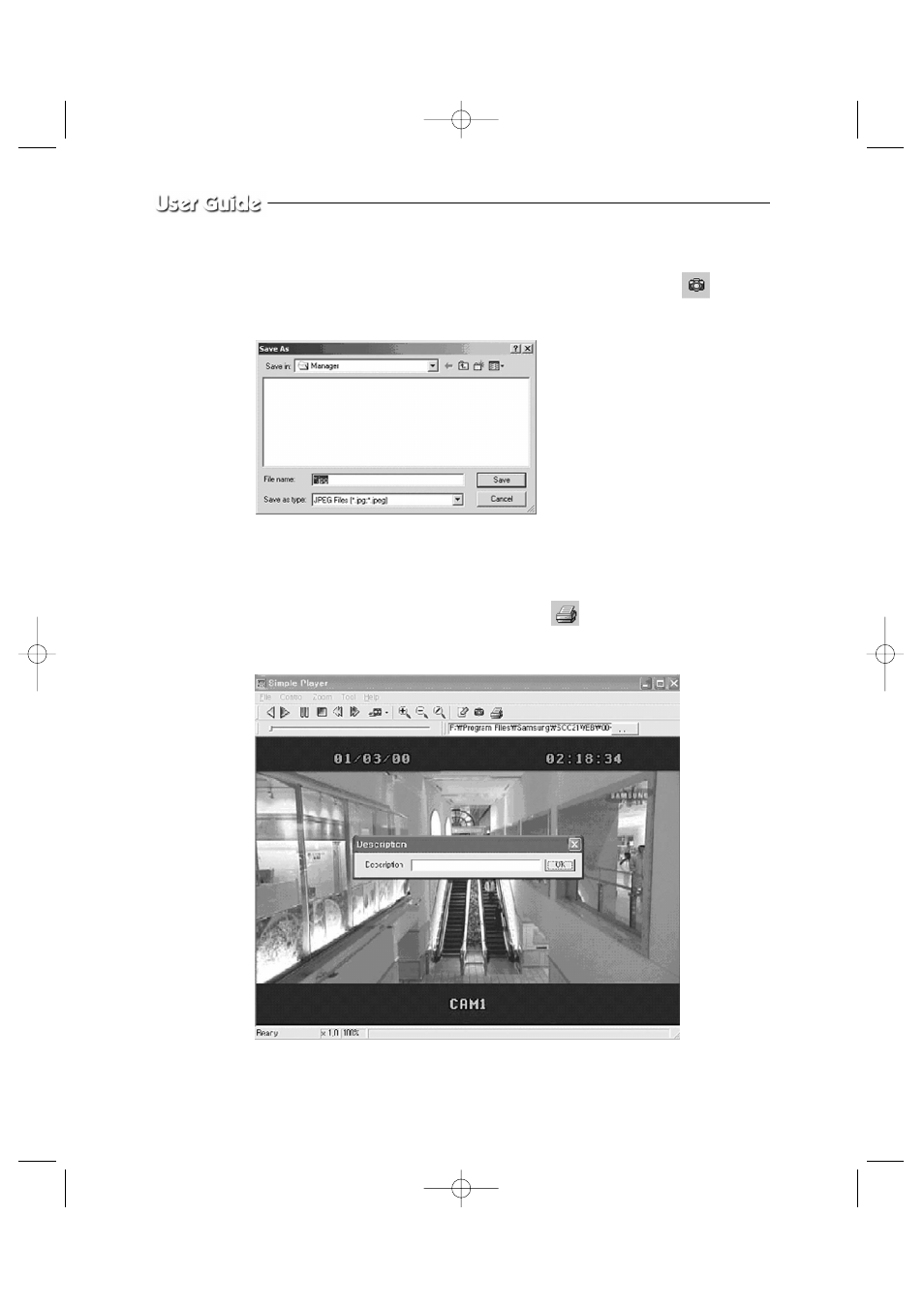 Snap shot, Print | Samsung Color Dual Quad Network Observation System SSC21WEB User Manual | Page 50 / 103
