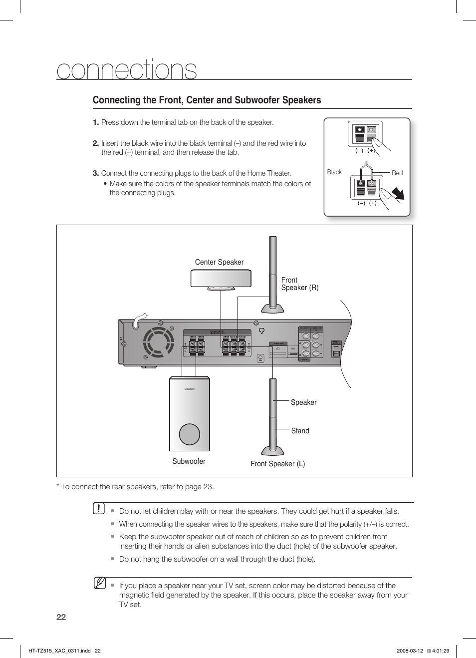 Connections | Samsung HT-TZ515 User Manual | Page 22 / 79