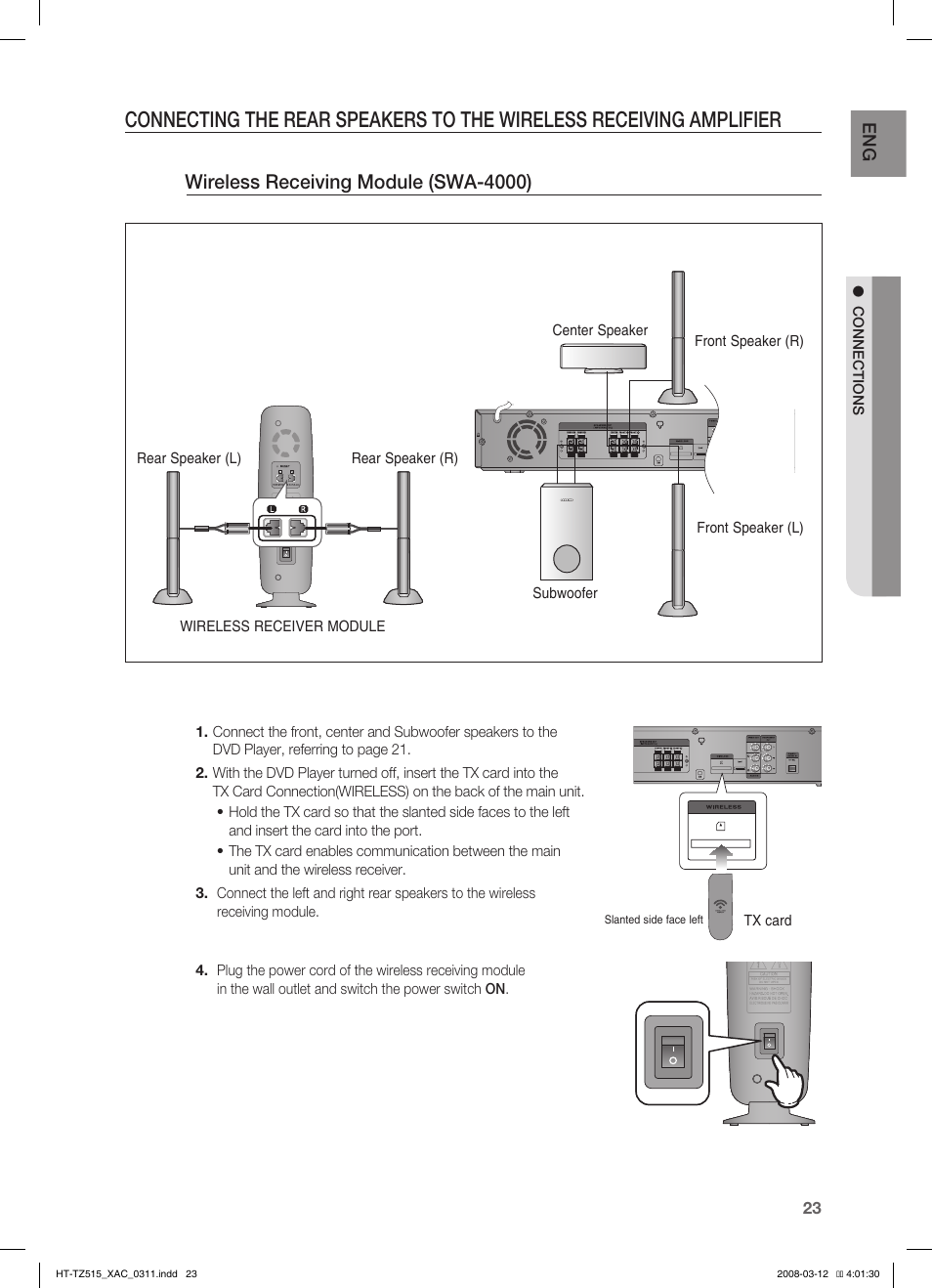 Wireless receiving module (swa-4000) | Samsung HT-TZ515 User Manual | Page 23 / 79