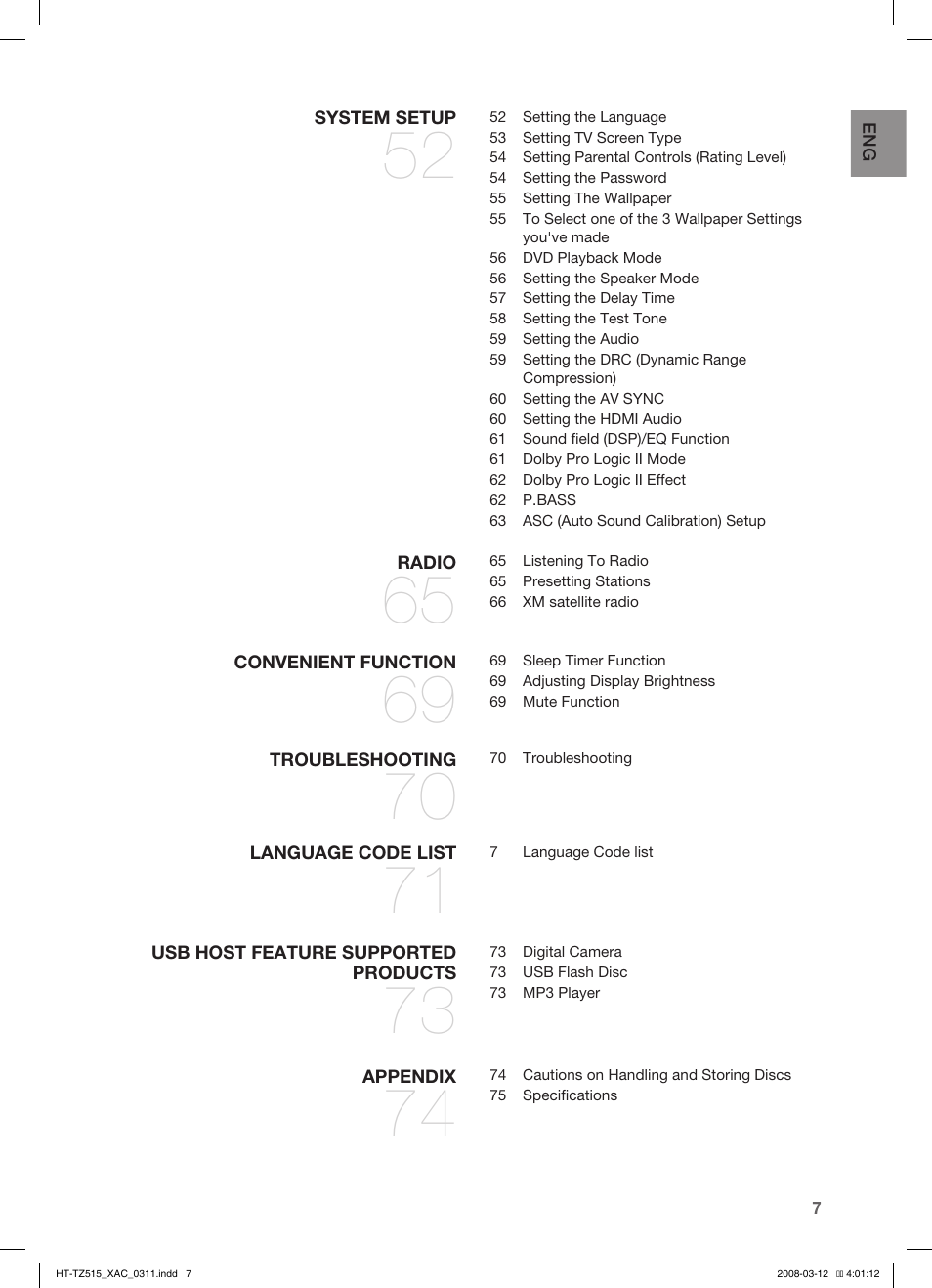Samsung HT-TZ515 User Manual | Page 7 / 79