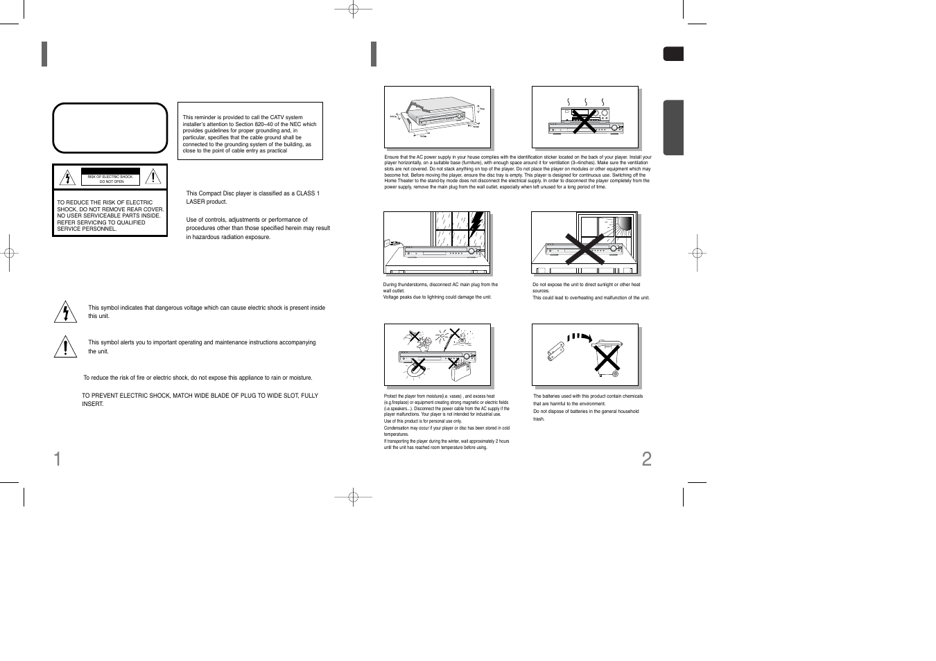 Safety warnings, Precautions, 12 safety warnings precautions | Phones | Samsung HT-TQ85 User Manual | Page 2 / 43