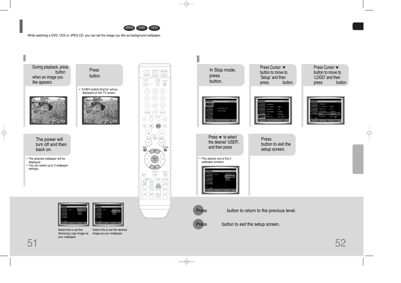 Setting the wallpaper | Samsung HT-TQ85 User Manual | Page 27 / 43