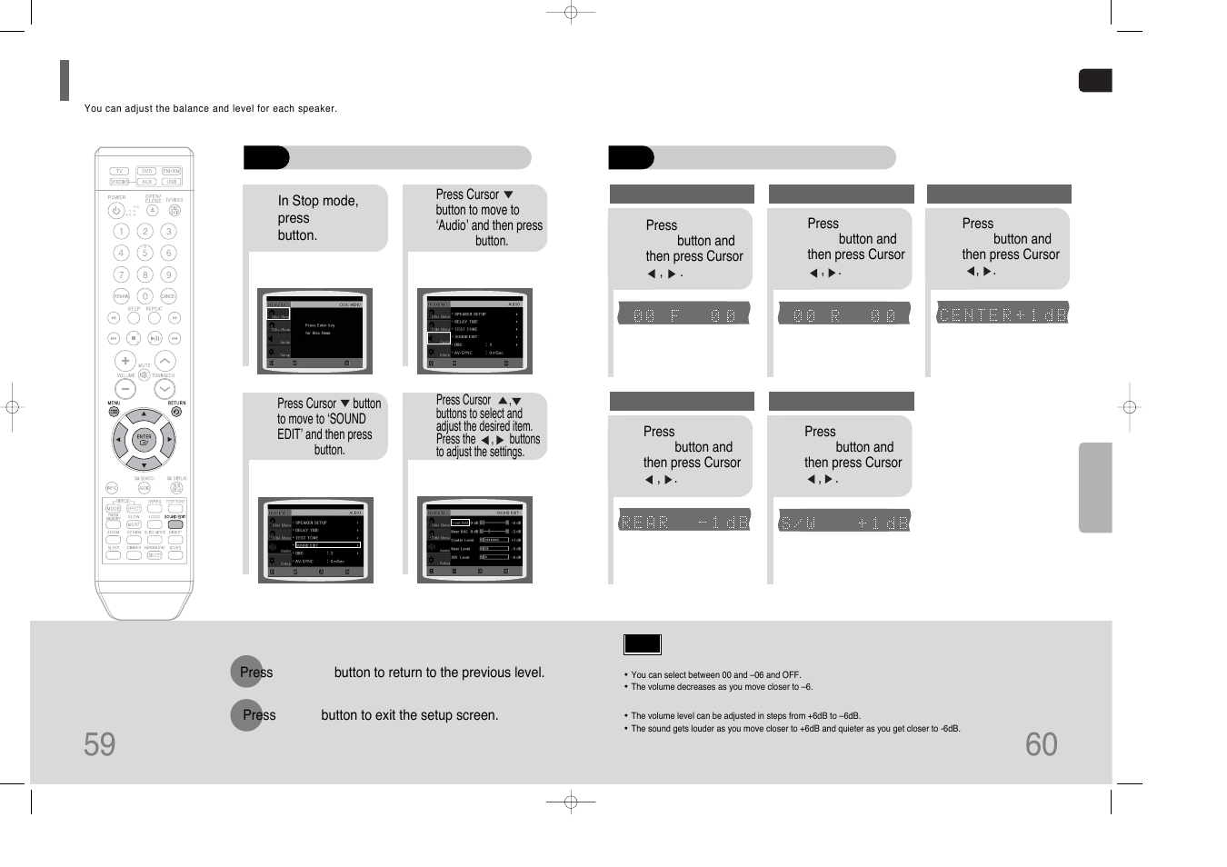 Setting the audio | Samsung HT-TQ85 User Manual | Page 31 / 43