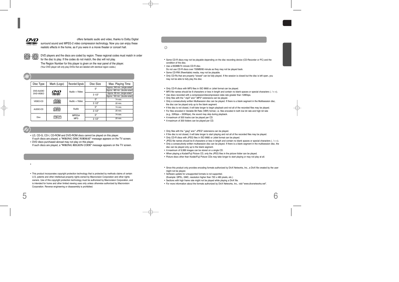 Notes on discs | Samsung HT-TQ85 User Manual | Page 4 / 43