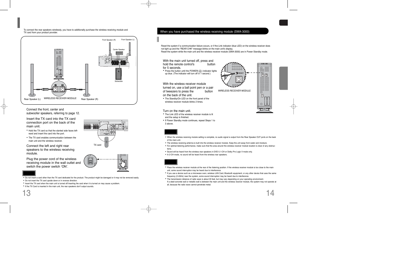 Resetting wireless communication | Samsung HT-TQ85 User Manual | Page 8 / 43