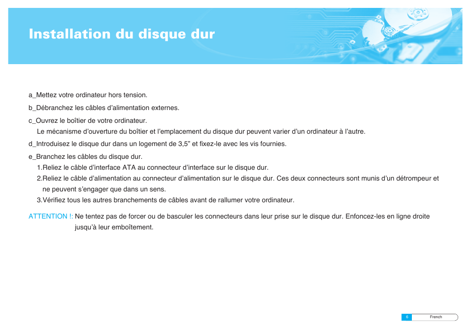 Installation du disque dur | Samsung BF68-00160B User Manual | Page 16 / 60
